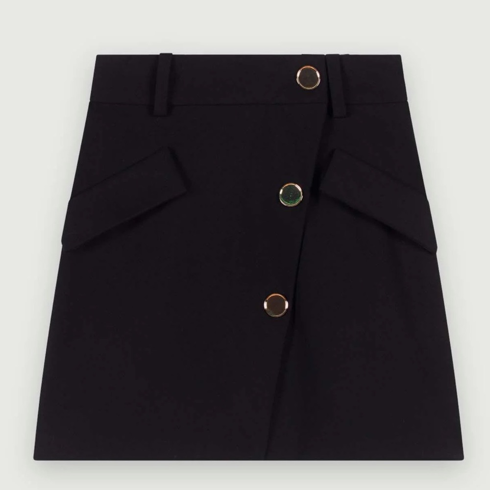 Maje Black Skirt with Gold Buttons